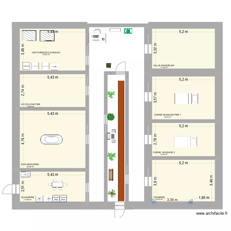 Plan SPA 2. Plan de 8  et 142 m²