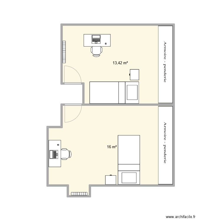 BKI 1. Plan de 2 pièces et 29 m2