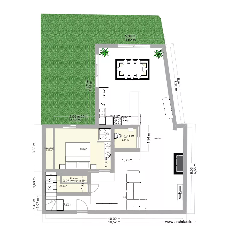 Maison. Plan de 5  et 20 m²