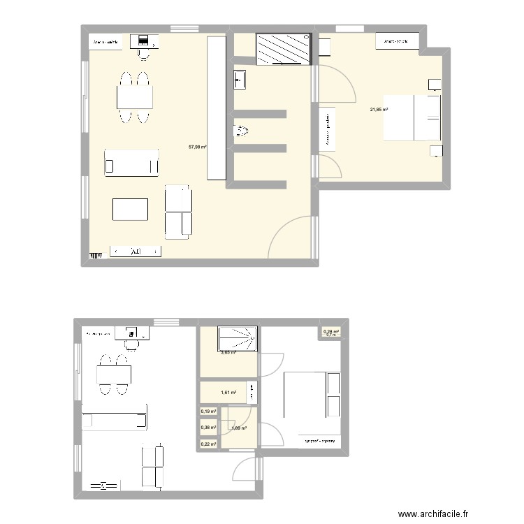 AIX. Plan de 9 pièces et 88 m2