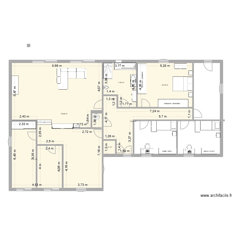 PLAN Retinne. Plan de 6 pièces et 156 m2