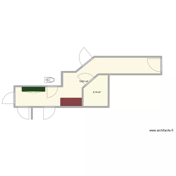 COULOIRS. Plan de 2  et 17 m²