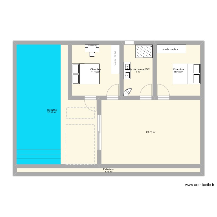 Version finale. Plan de 6 pièces et 100 m2