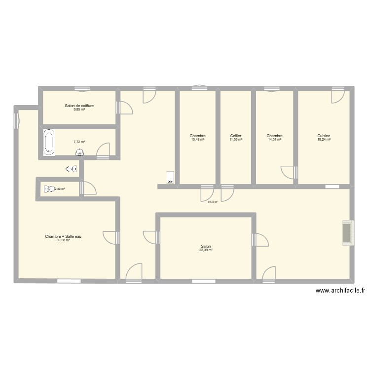 Tauriac test. Plan de 10 pièces et 222 m2