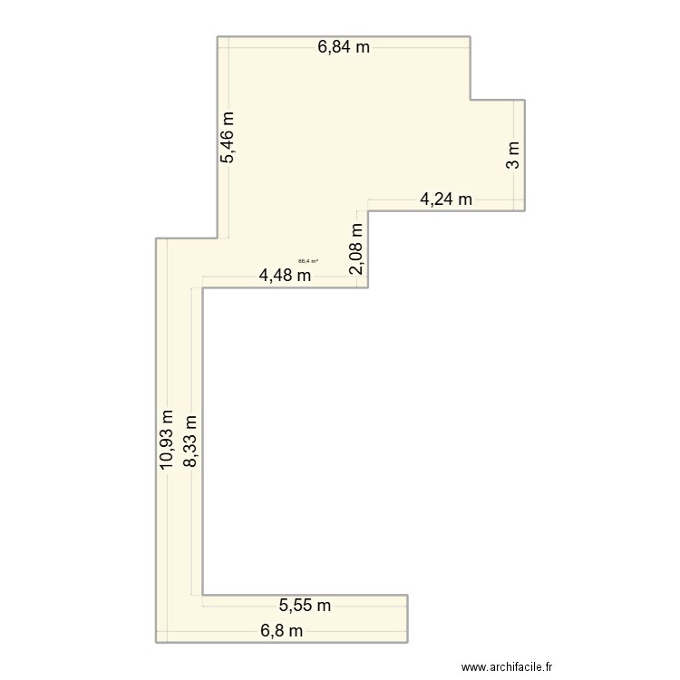 Terrasse. Plan de 1 pièce et 66 m2