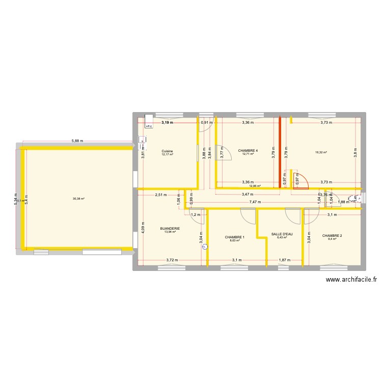 AGUILLON RABIN. Plan de 10 pièces et 123 m2
