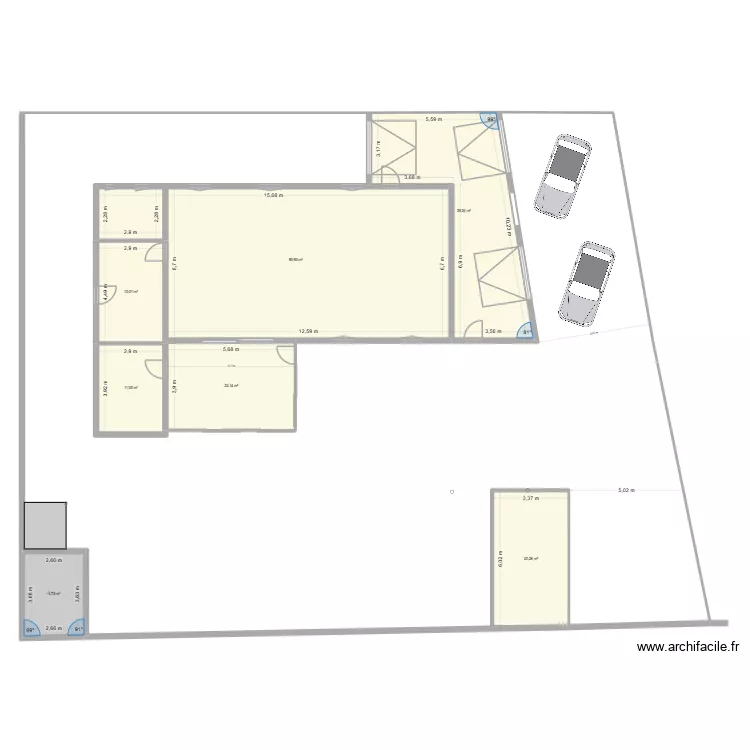 Meschers Plan de masse avec carport. Plan de 7  et 207 m²