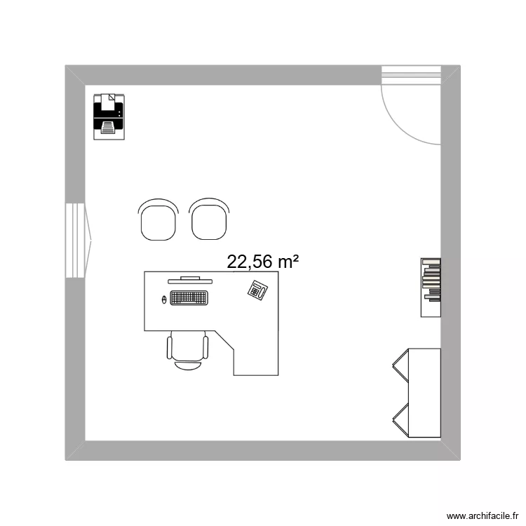 Plan am&eacute;nagement de bureau. Plan de 1  et 23 m²