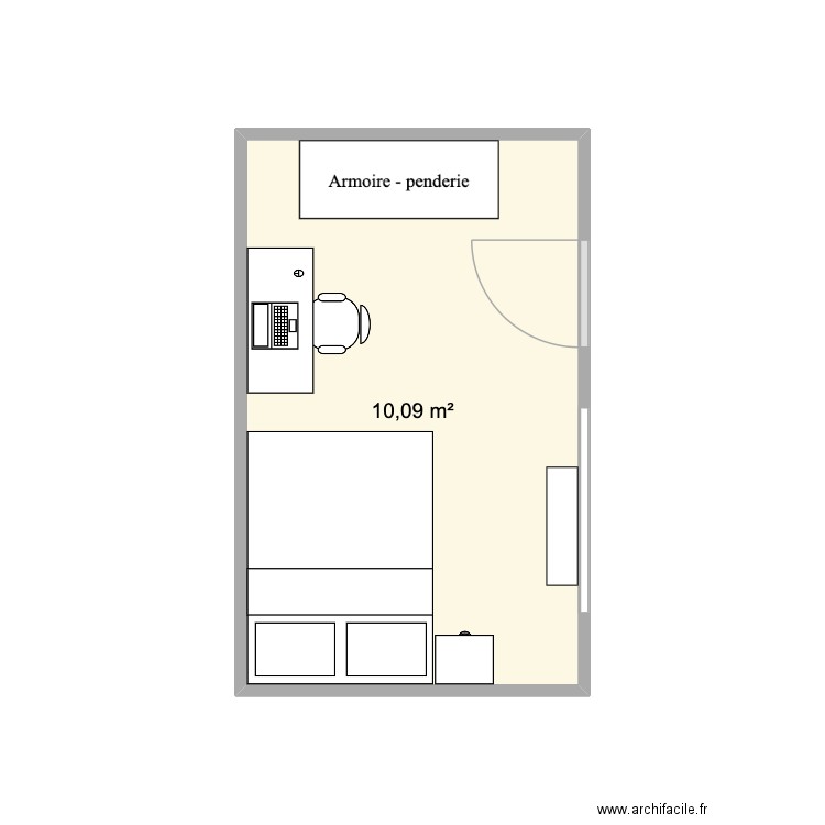 JJ Rousseau Chb Maya. Plan de 1 pièce et 10 m2