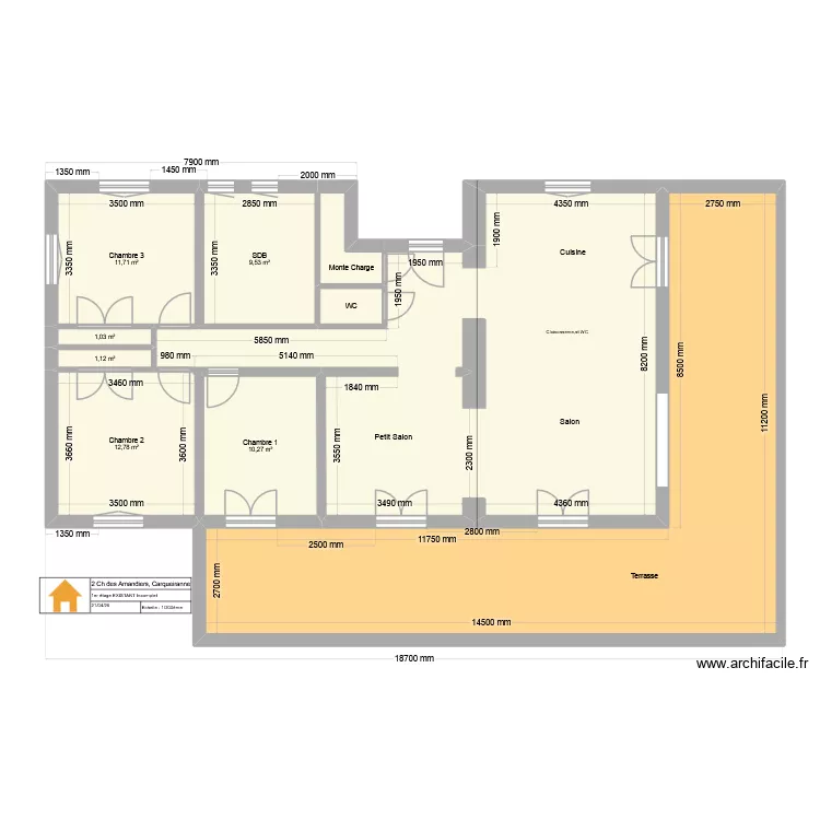 2 Ch des Amandiers 1er EXISTANT. Plan de 10  et 176 m²
