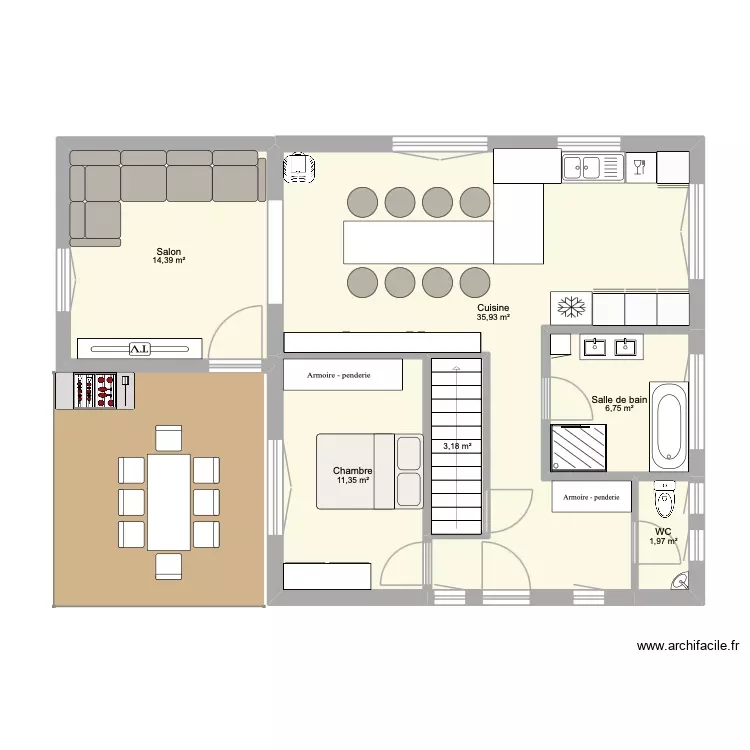 maison 2. Plan de 6 Pièces et 74 m² maison 2. Plan de 6 Pièces et 74 m²