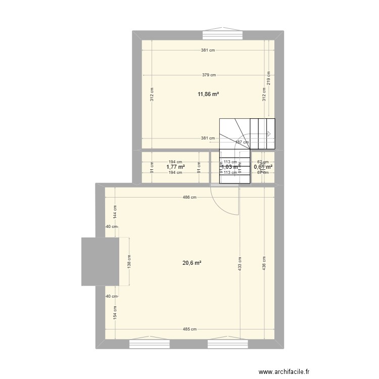 34 RDB 2ème étage - Source du 26/02/2024. Plan de 5 pièces et 36 m2