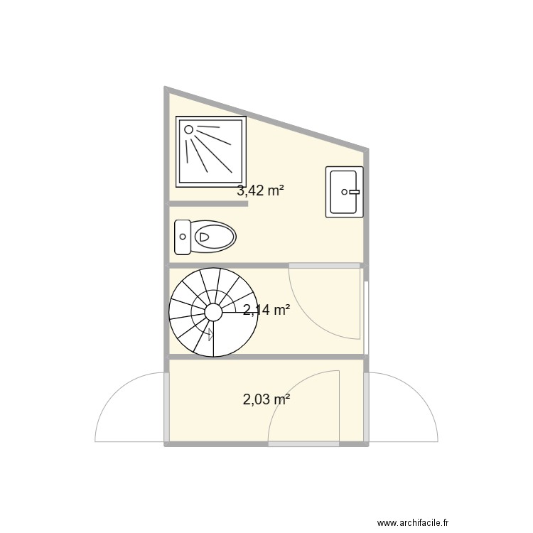 Proj 2024 SDB. Plan de 3 pièces et 8 m2