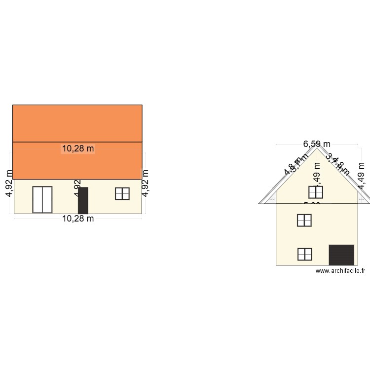 Facade avec sous sol. Plan de 0 pièce et 0 m2