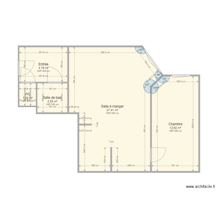 courtault. Plan de 5 pièces et 48 m2