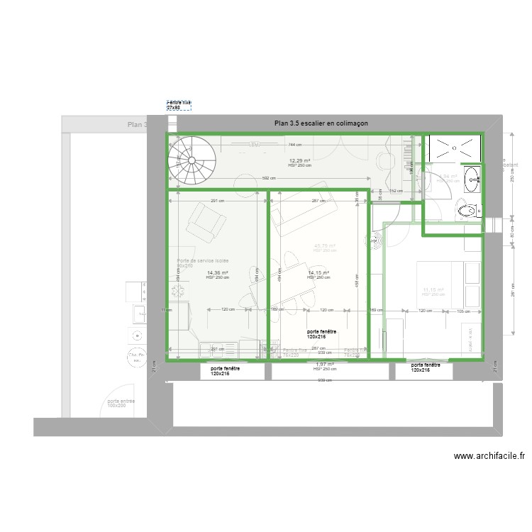 plan 3.5. Plan de 7 pièces et 122 m2