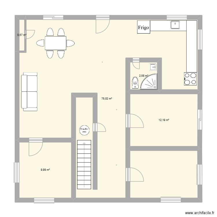 Sous-Sol. Plan de 5 pièces et 100 m2
