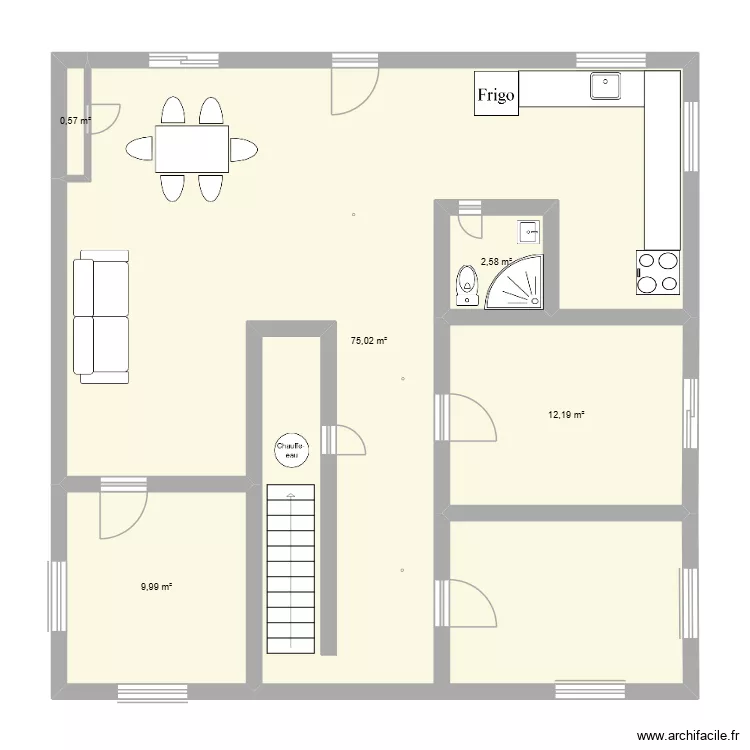 Sous-Sol. Plan de 5 pièces et 100 m²