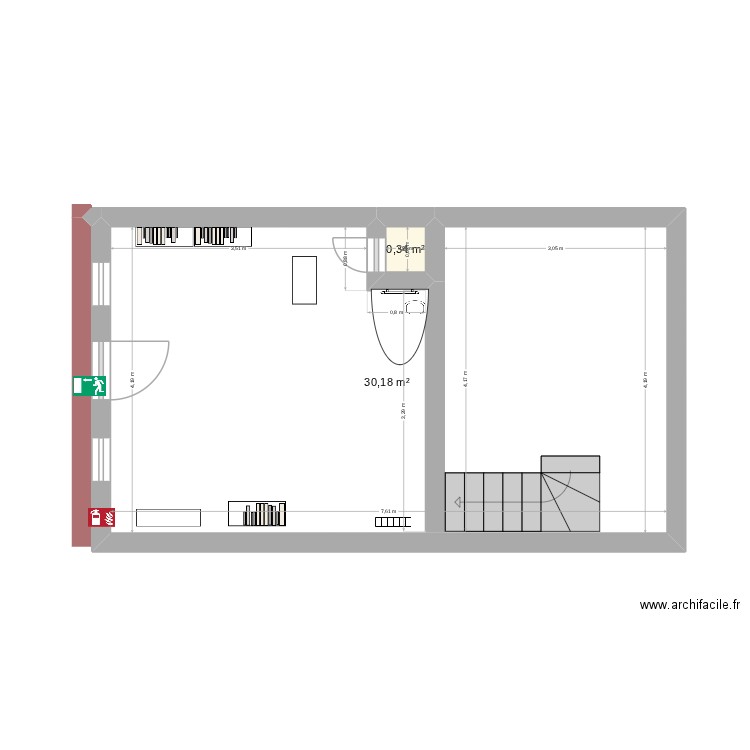 boutique les ponts de cé. Plan de 2 pièces et 31 m2