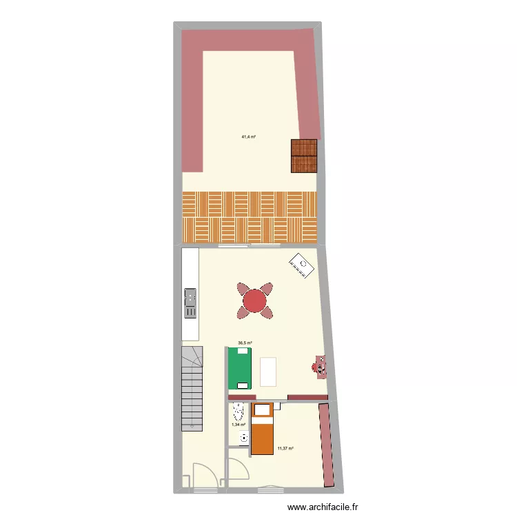 Valmy RDC essai 1. Plan de 4  et 91 m²