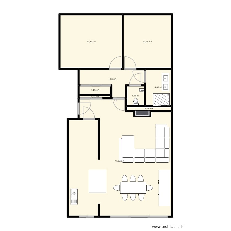 appart. Plan de 9 pièces et 96 m2