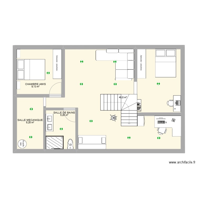 Disposition 1. Plan de 4 pièces et 69 m2