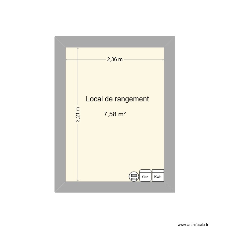 Local de rangement. Plan de 1 pièce et 8 m2