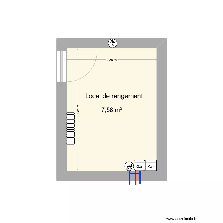 Local de rangement. Plan de 