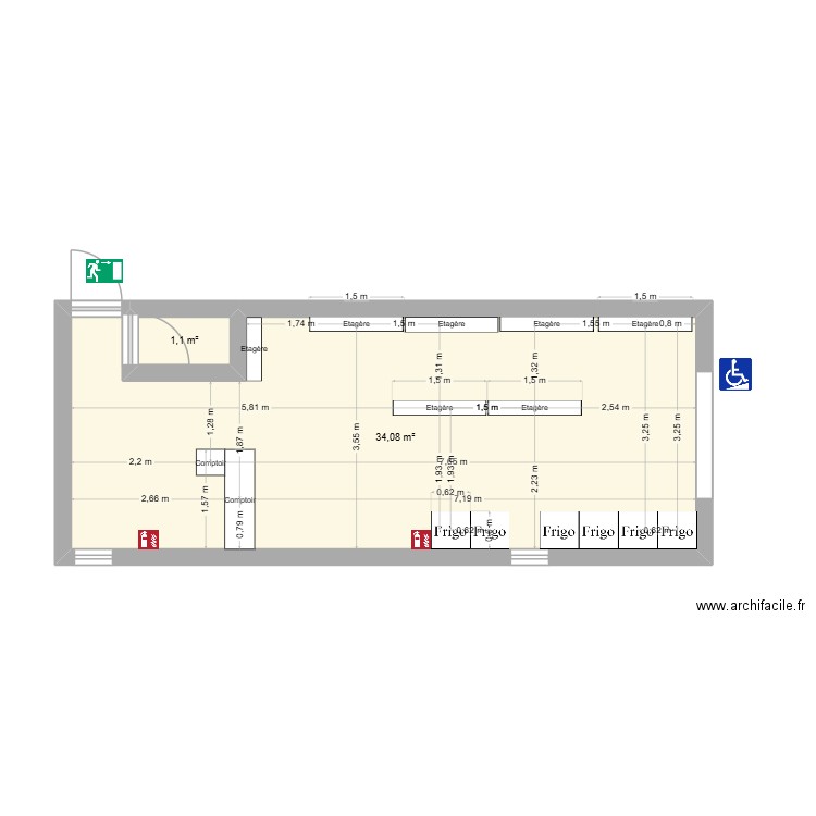 LE MANDRIN - Projey. Plan de 2 pièces et 35 m2