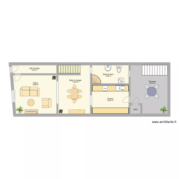 Rez maison Ougr&eacute;e. Plan de 