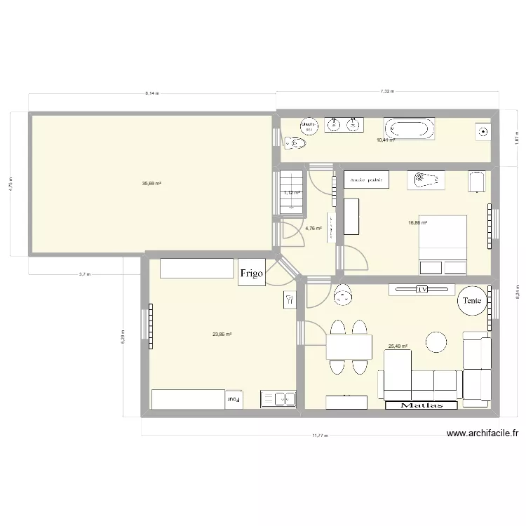 Plan thif. Plan de 7  et 118 m²