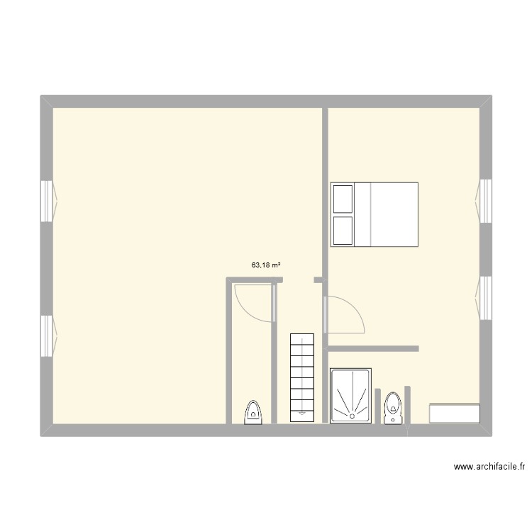 maison julie. Plan de 1 pièce et 63 m2