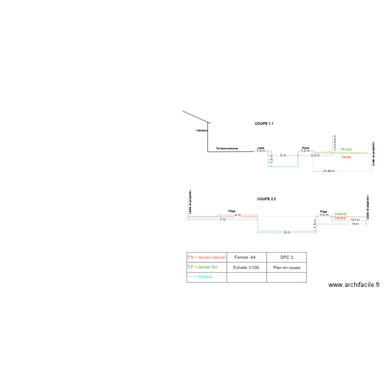 DPC3 Plan en coupe. Plan de 0 pièce et 0 m2