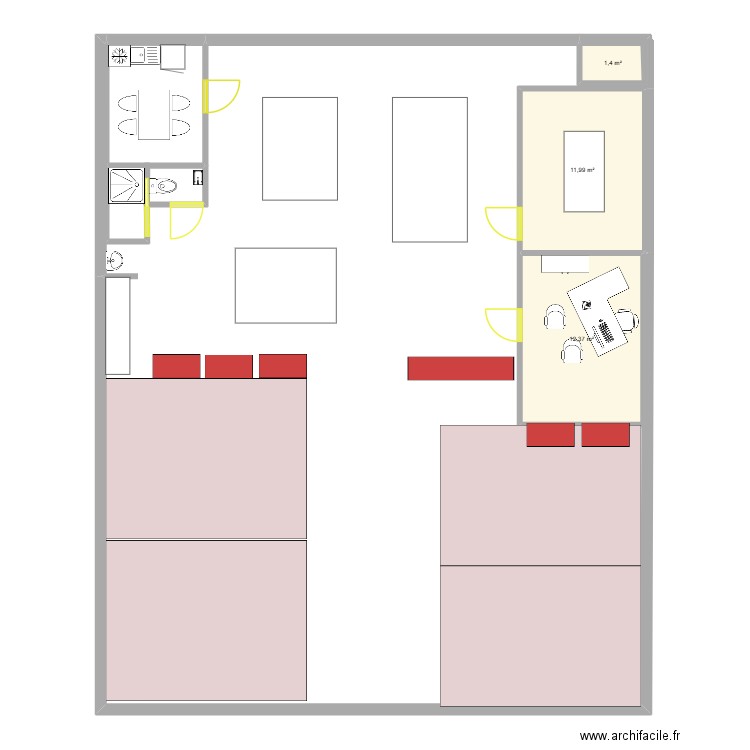Sellerie N°1. Plan de 3 pièces et 26 m2