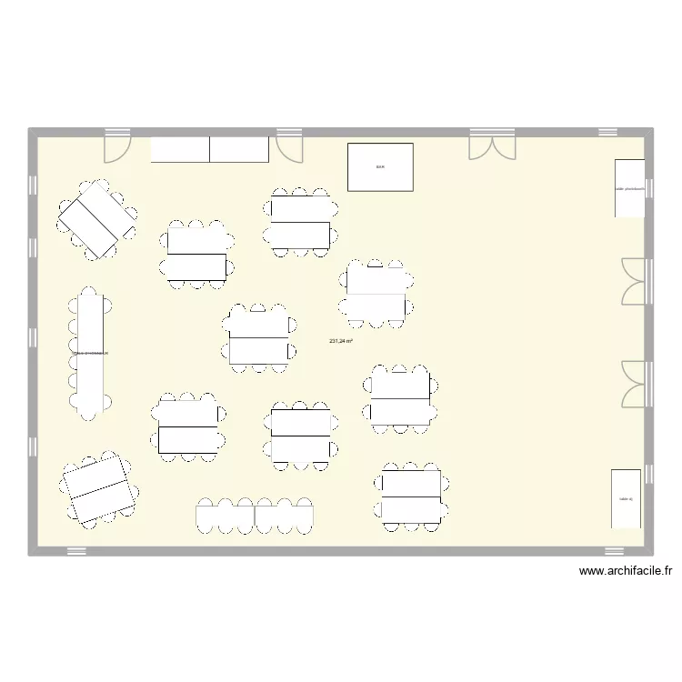 salle hoffen. Plan de 1 pièce et 231 m²