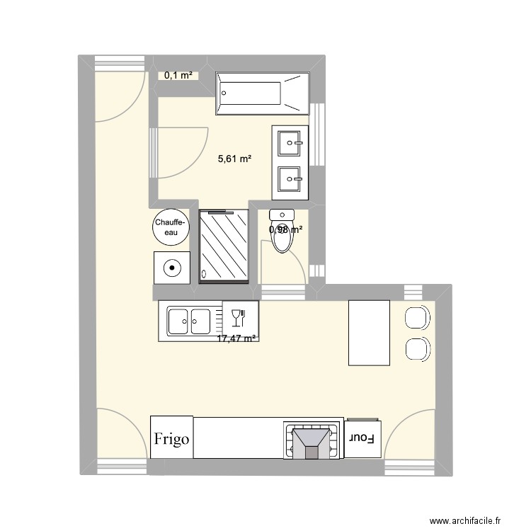 134 Fbg Poissonière v2. Plan de 4 pièces et 24 m2