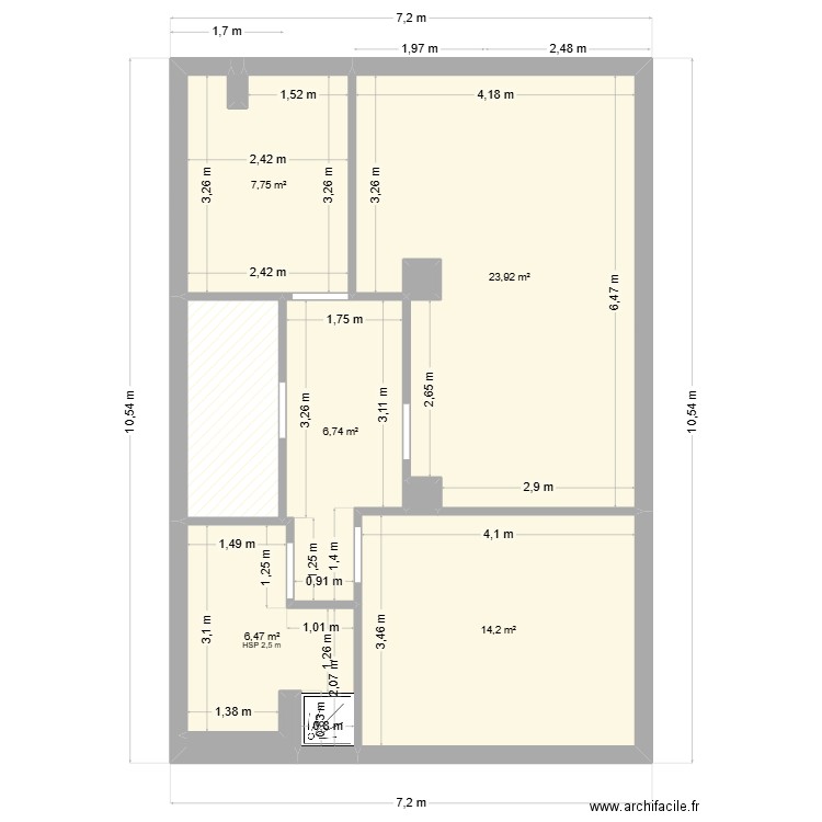 Schneider. Plan de 10 pièces et 64 m2