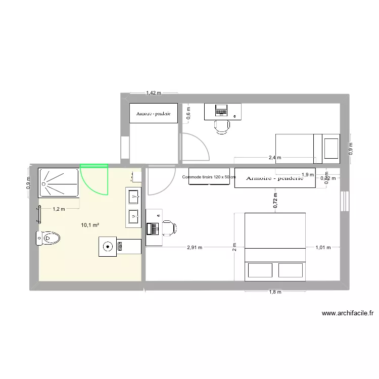 Dernier &eacute;tage cour st feuillien 8. Plan de 1  et 10 m²