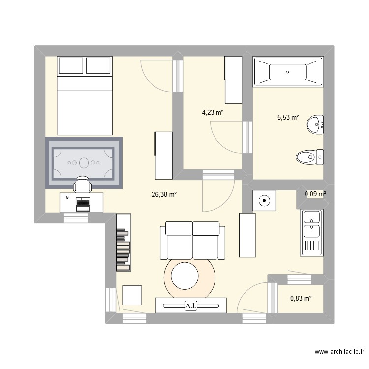 verdun. Plan de 5 pièces et 37 m2