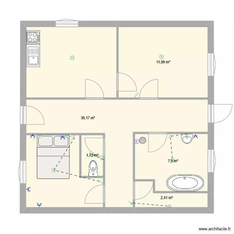 maison. Plan de 5 Pièces et 60 m² maison. Plan de 5 Pièces et 60 m²