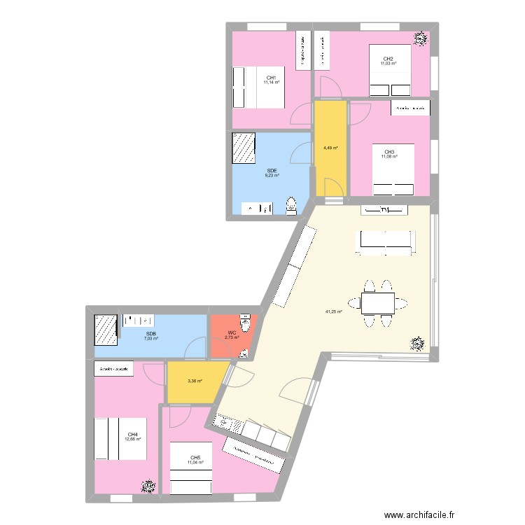 Plan Yutz. Plan de 11 pièces et 125 m2