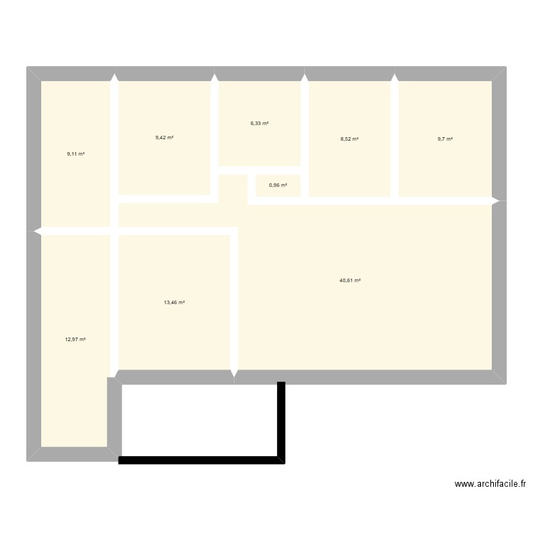 villejoubert. Plan de 9 pièces et 111 m2