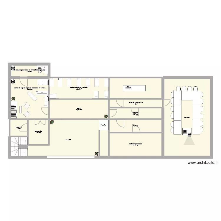etage 1 qm. Plan de 13 pièces et 166 m²
