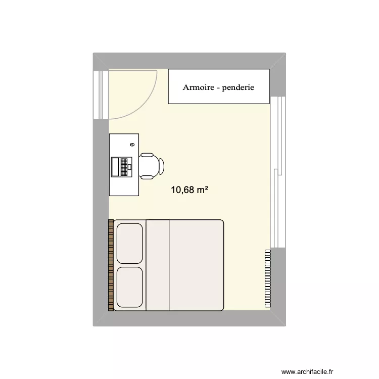 Chambre Elise Puteaux. Plan de 1 et 11 m² Chambre Elise Puteaux. Plan de 1 et 11 m²