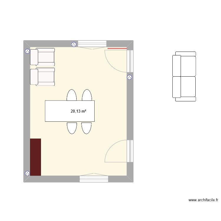 salon. Plan de 1 pièce et 20 m2