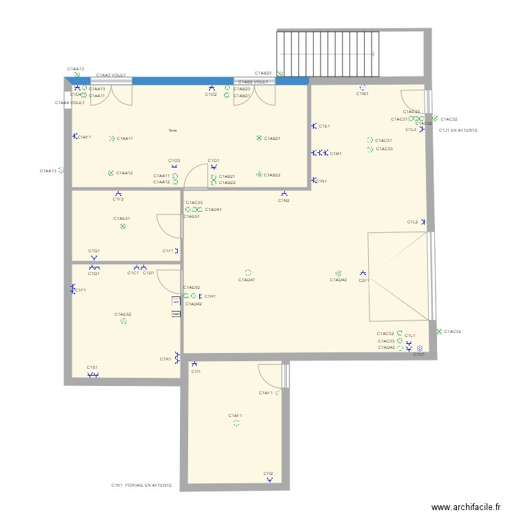 hamid cave bon 00. Plan de 4 pièces et 124 m2