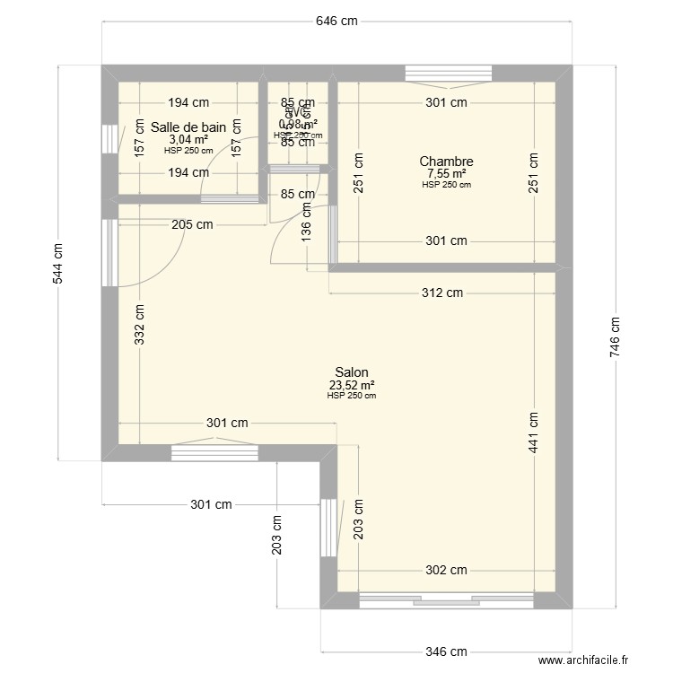 Bilmont. Plan de 4 pièces et 35 m2