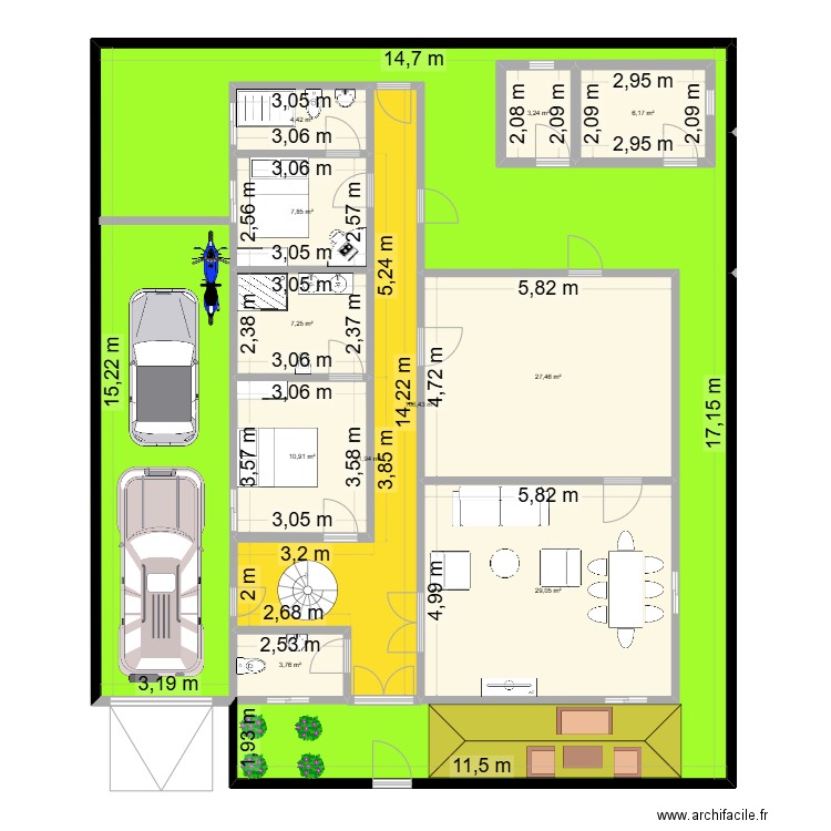 Maison. Plan de 11 pièces et 368 m2