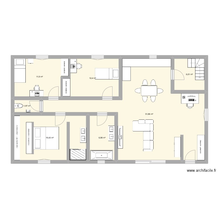 Maison. Plan de 7 pièces et 111 m2