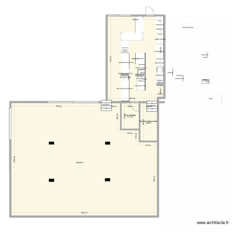 Plan basse Chico s et bar version 3 avec poteau. Plan de 